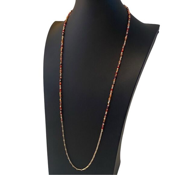 Long Beaded Necklace in Great Autumn & Goldtones. - Picture 3 of 5